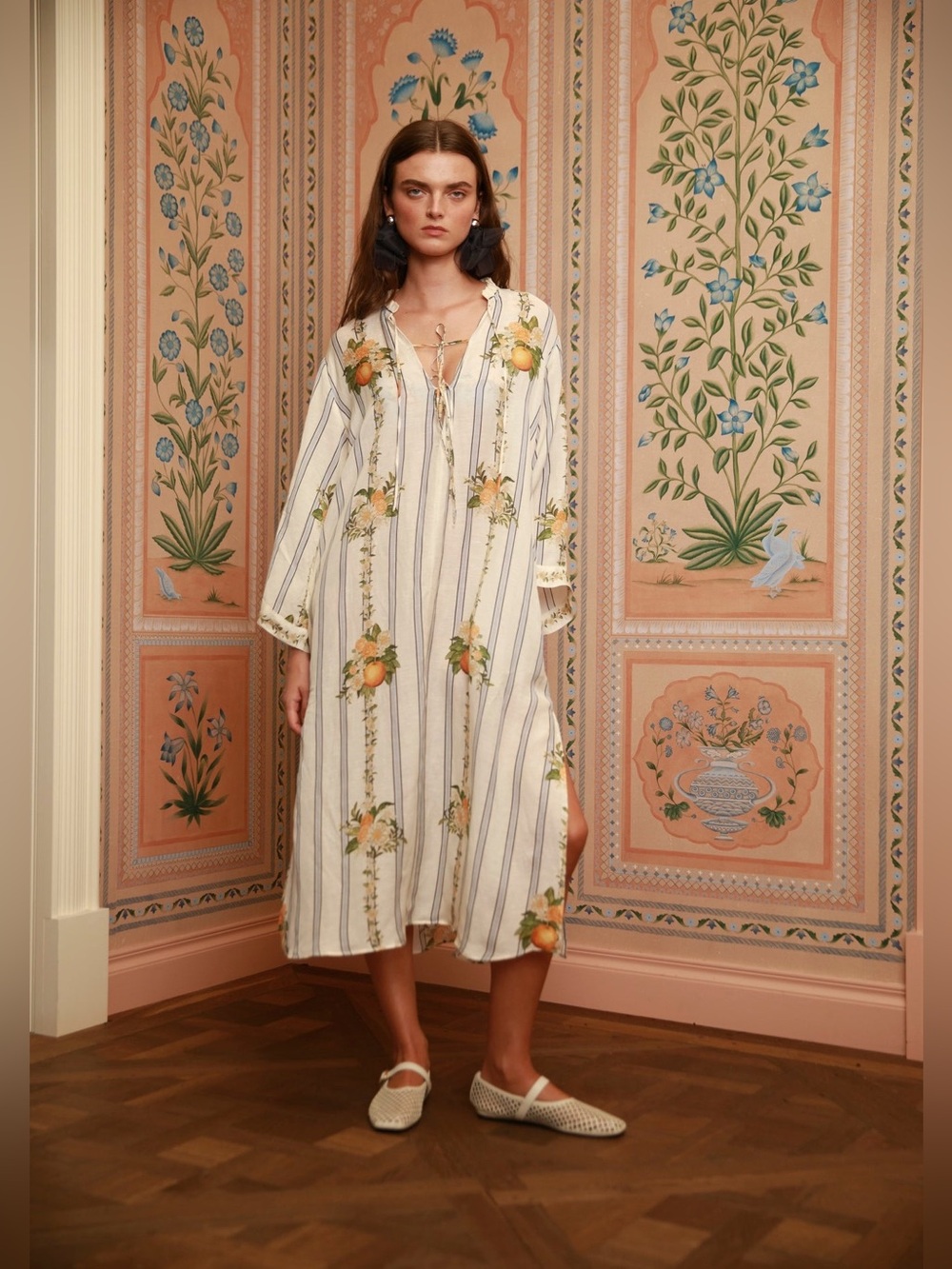 NWT Agua By Agua Bendita Datil Valle Kaftan Hand embroidered M/L